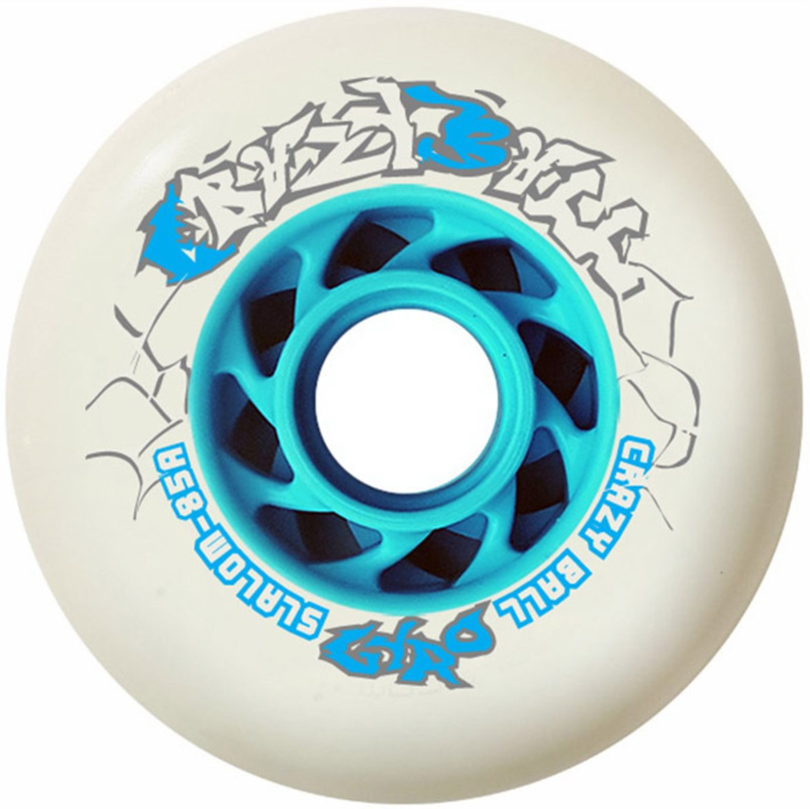 The white Gyro Crazyball speed slalom inlineskate wheel